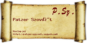 Patzer Szovát névjegykártya